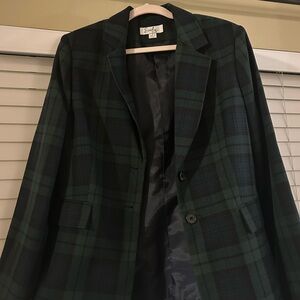 Evan Picone Green Plaid Blazer